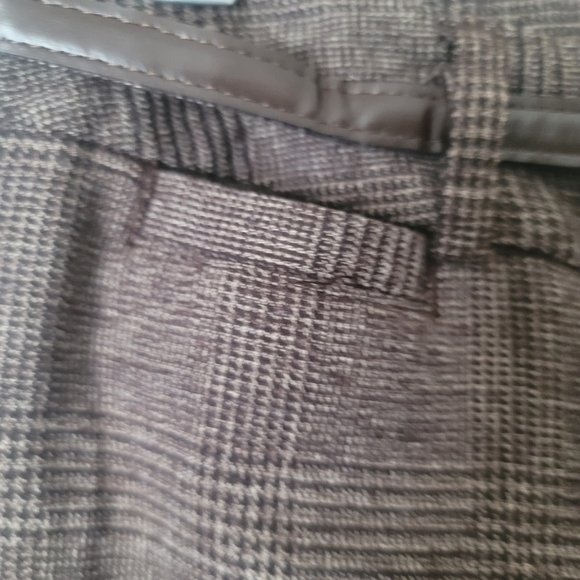 Della Spiga Checkered Wide Leg Dress Trouser Pants in Brown - Picture 7 of 13